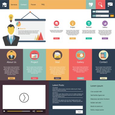 web sitesi şablon tasarımı düzenlenebilir vektör biçiminde