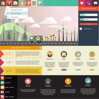 Düz Web sitesi şablon tasarımı
