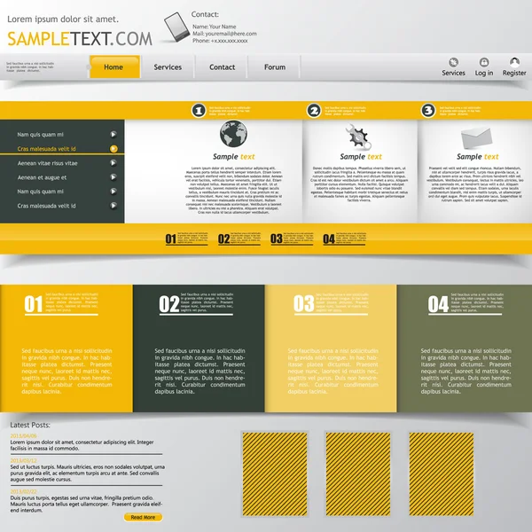Web-Design-Vorlage, gelb und grau — Stockvektor