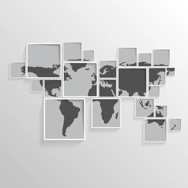 Mapa světa na čtverce — Stockový vektor