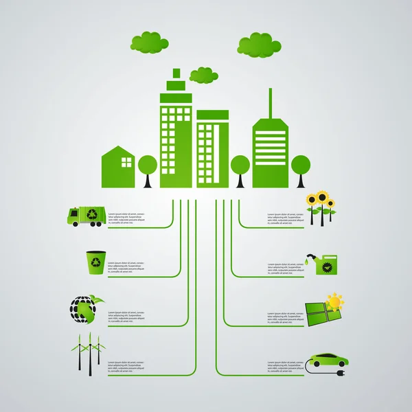 Infográficos de ecologia energia verde — Vetor de Stock