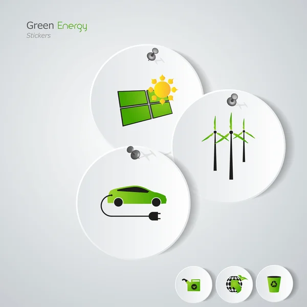 Groene eco groene energie stickers — Stockvector