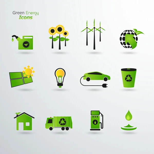 Groene ecologie pictogrammen — Stockvector