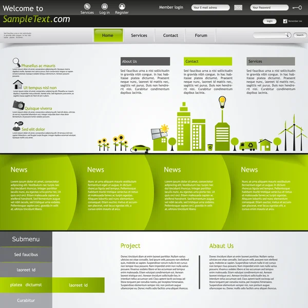 Conception de modèle de site Web écologique — Image vectorielle