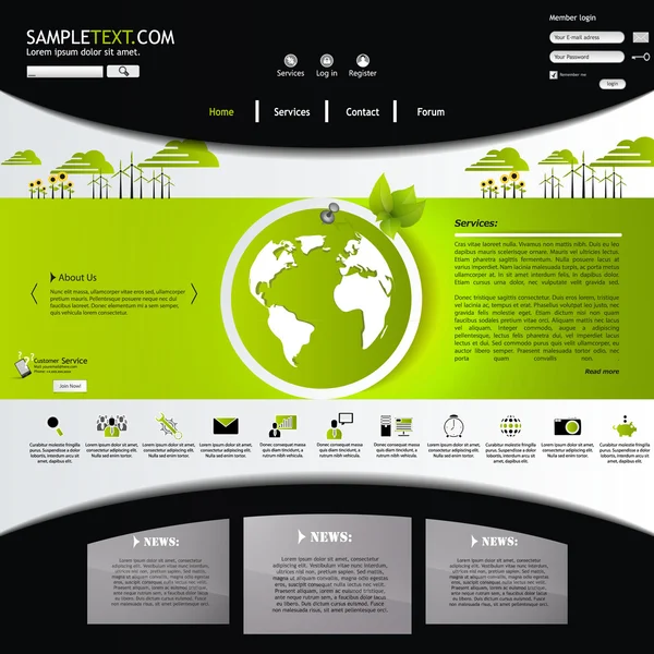 Diseño de plantilla de sitio web Eco — Archivo Imágenes Vectoriales