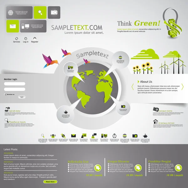 Diseño de plantilla de sitio web Eco — Archivo Imágenes Vectoriales