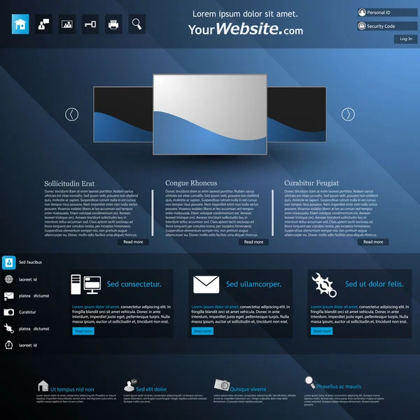 Website-Template-Design im editierbaren Vektorformat — Stockvektor