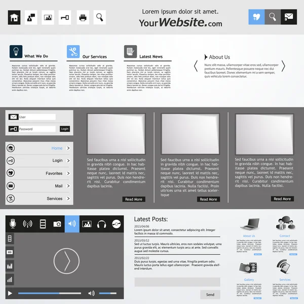 Diseño de plantilla de sitio web en formato vectorial editable — Archivo Imágenes Vectoriales