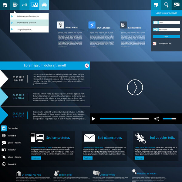 Website Template Design in editable vector format