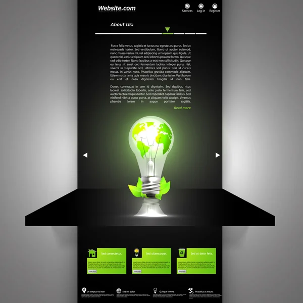 Bombilla de iluminación Eco Website Template — Vector de stock