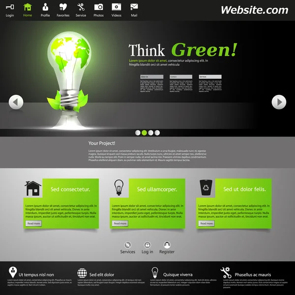 Modèle de site Web d'ampoule écologique — Image vectorielle