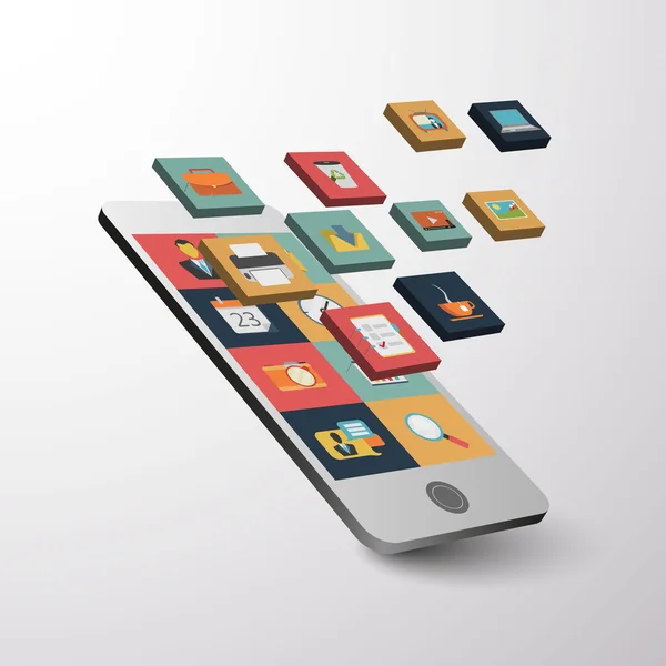 Düz simgeleri güzel Smartphone ve Tablet