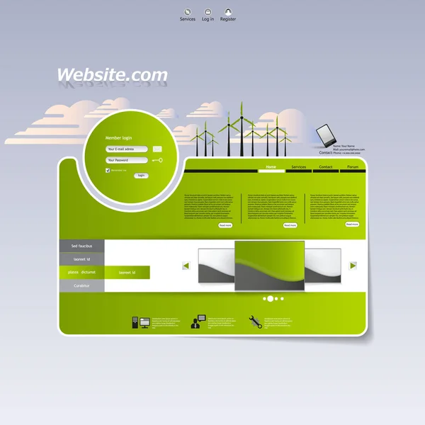 Eko Web sitesi şablon tasarımı — Stok Vektör