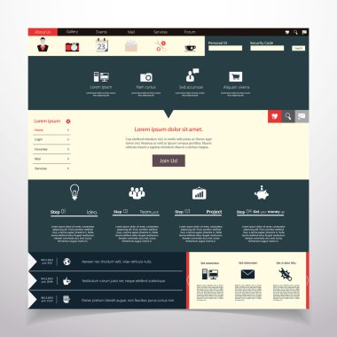 Düz Web tasarım öğeleri, düğmeler, simgeler.