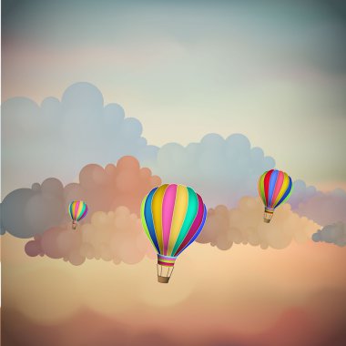 Gökyüzü, vektör arka plan üzerinde Vintage Airballons