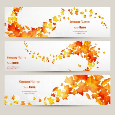 set of colorful autumn leaves banners