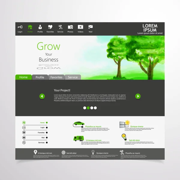 Groene eco professionele website — Stockvector