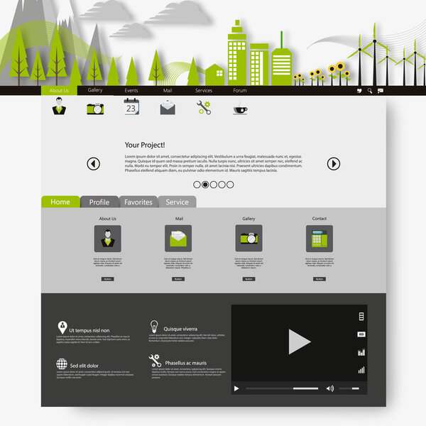 Flat eco city on Flat Website Template Design