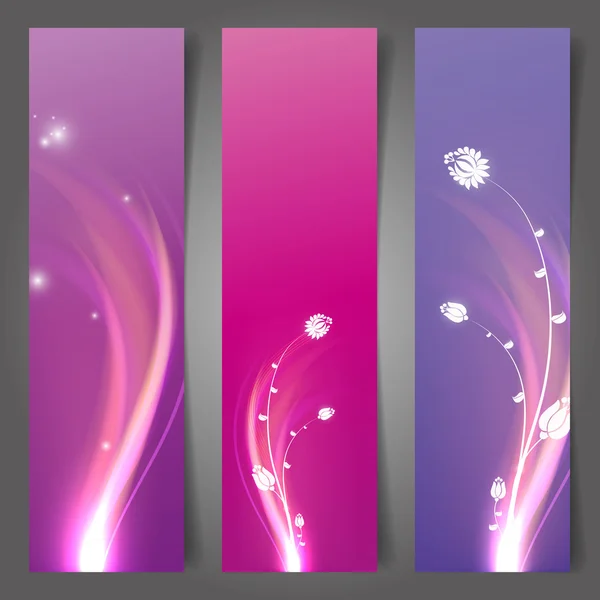 Abstracte golvende bloemen banners. — Stockvector