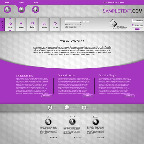 Modèle de site Web, avec texture métallique — Image vectorielle