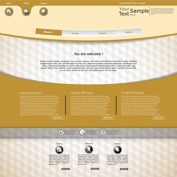 Webbplats mall, med metalliskt texturerat — Stock vektor
