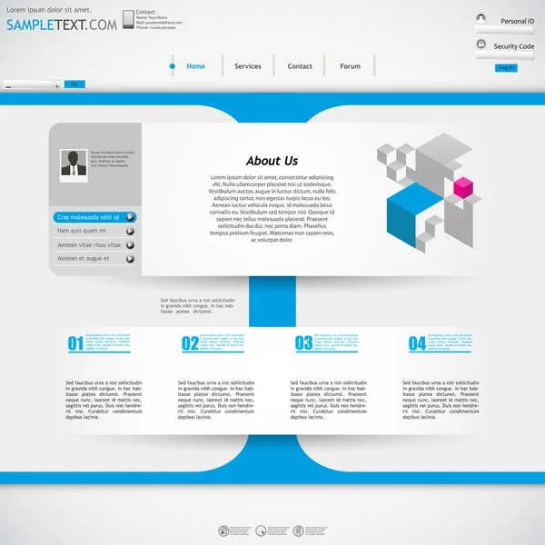 Σχεδιασμός ιστοσελίδας πρότυπο - μεταλλικό, μπλε χρώματα — Διανυσματικό Αρχείο