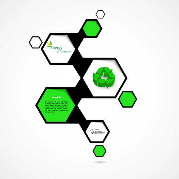 Modèle d'infographie hexagone coloré abstrait, thème écologique — Image vectorielle