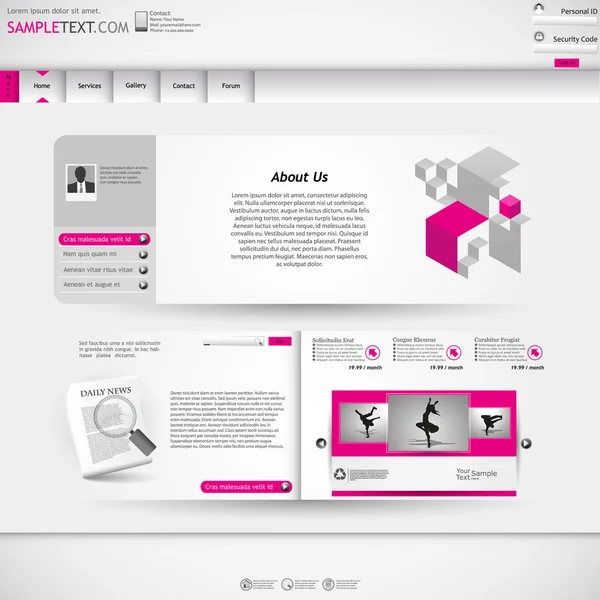 Дизайн веб-сайта - металлические, фиолетовые цвета — стоковый вектор