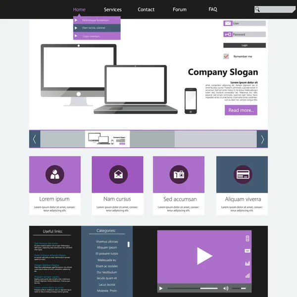 Design modello sito web — Vettoriale Stock