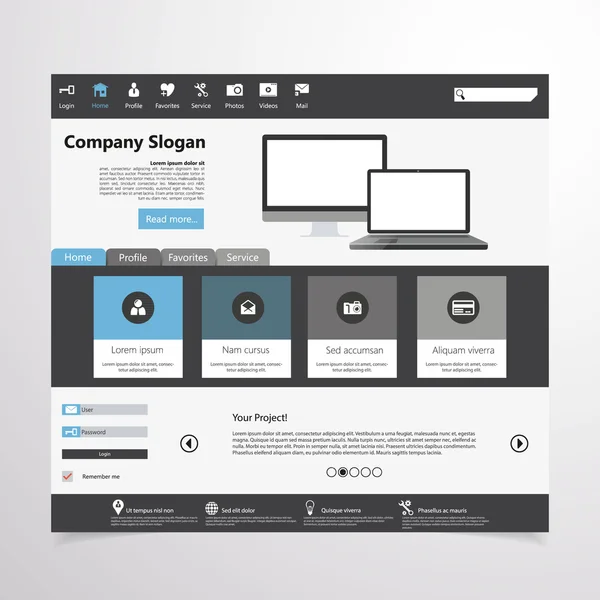 Design modello sito web — Vettoriale Stock