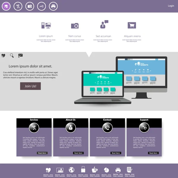 Web sitesi şablonu tasarımı — Stok Vektör