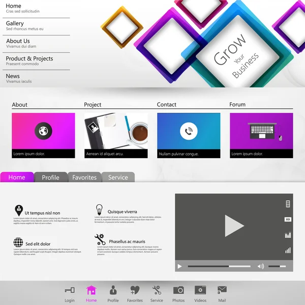 Design modello sito web — Vettoriale Stock