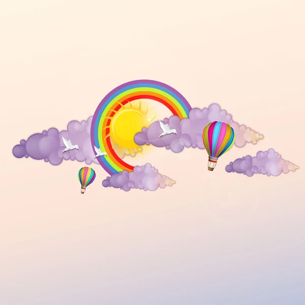 Abstracte hemel en wolken regenboog. — Stockvector