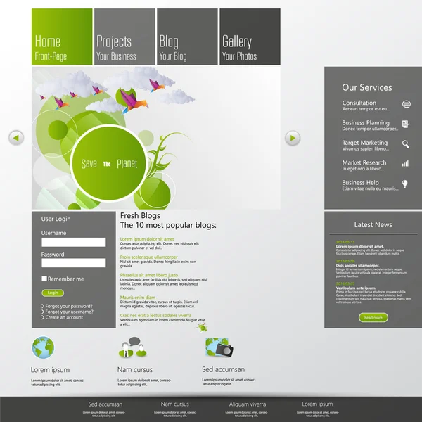 Eco Website Template Design — Stockvector