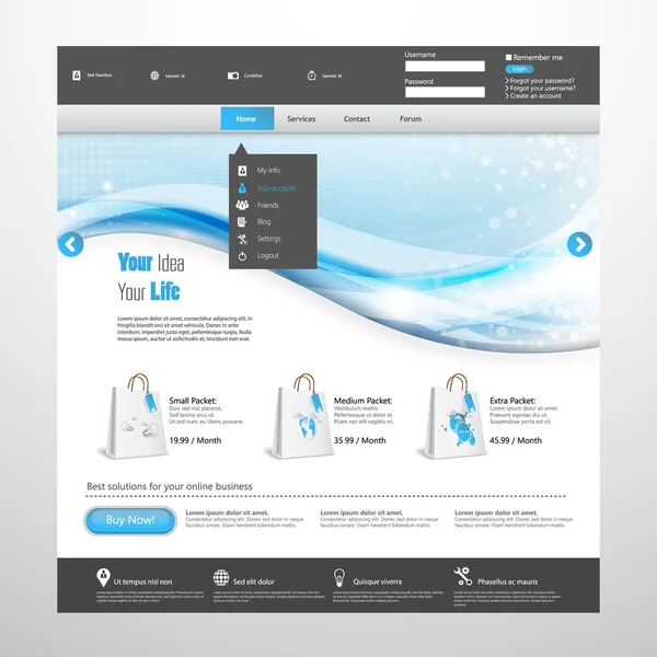 Web sitesi şablonu tasarımı — Stok Vektör