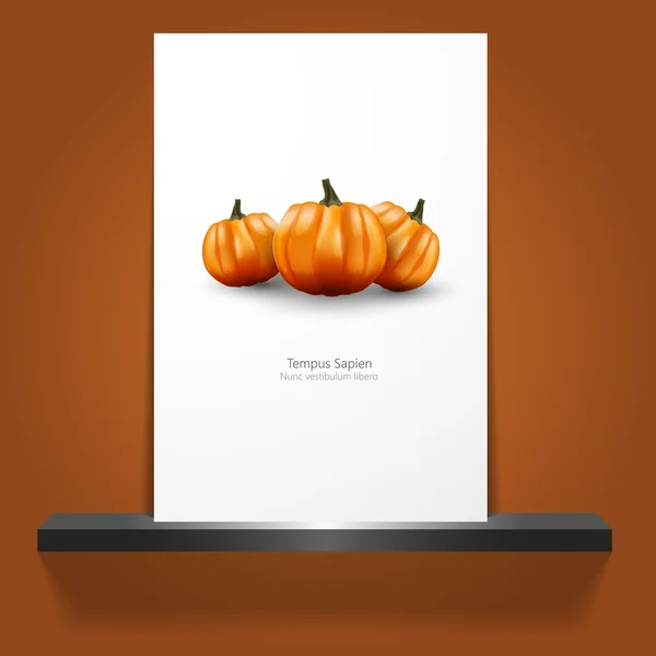 Hojas coloridas de otoño, calabaza, bellota, cartel — Vector de stock