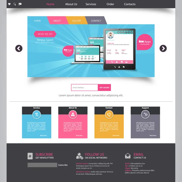 Web sitesi şablonu tasarımı — Stok Vektör