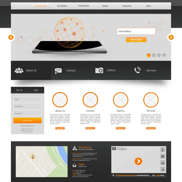 Web sitesi şablonu tasarımı — Stok Vektör