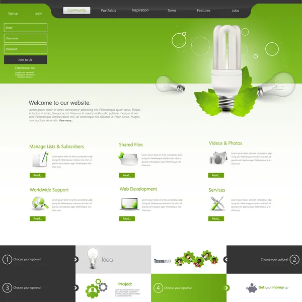 Eco plantilla del sitio web — Vector de stock