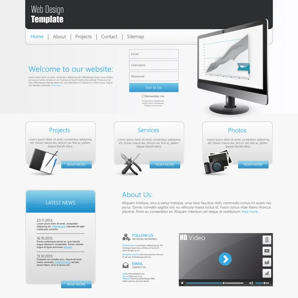 Website template ontwerp — Stockvector