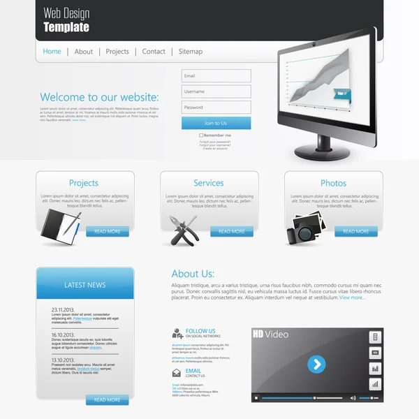 ウェブサイトのテンプレートデザイン — ストックベクタ