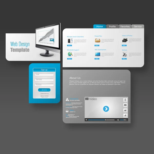웹 템플릿 디자인 — 스톡 벡터