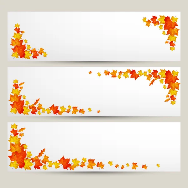 Reeks van kleurrijke herfst bladeren banners — Stockvector