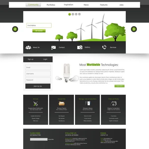 Eco plantilla del sitio web — Vector de stock