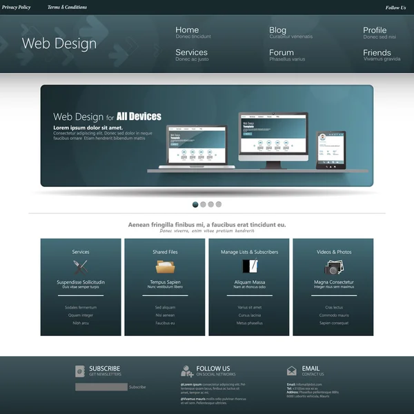 Web sitesi şablonu tasarımı — Stok Vektör