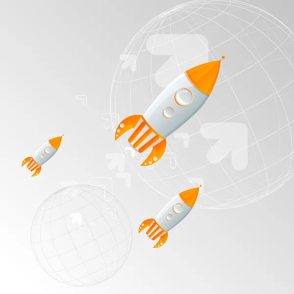 Rocket on the grey background. — Stock Vector