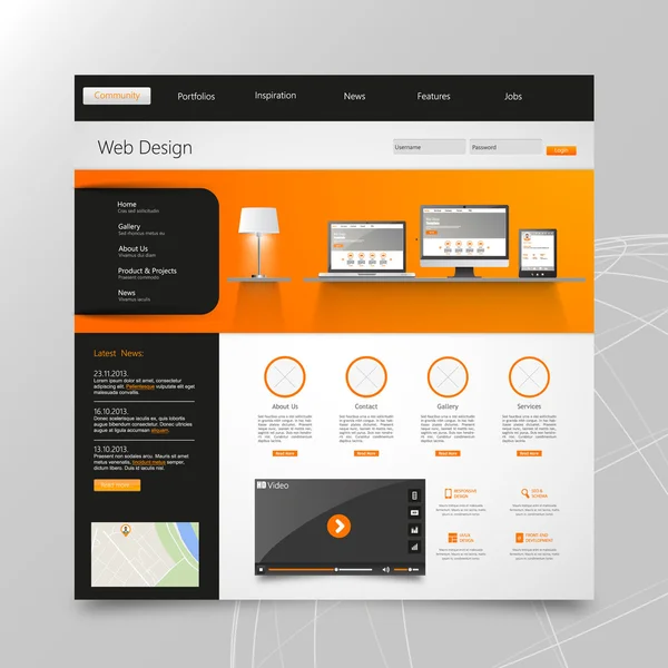 Web sitesi şablonu tasarımı — Stok Vektör