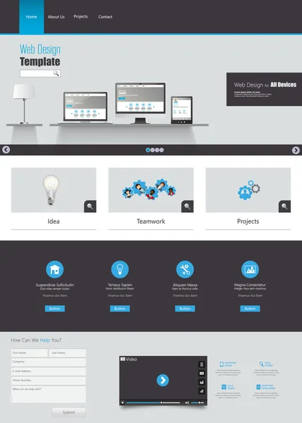 Web sitesi şablonu tasarımı — Stok Vektör