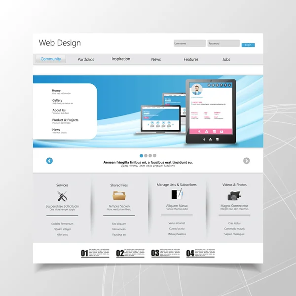 Web sitesi şablonu tasarımı — Stok Vektör
