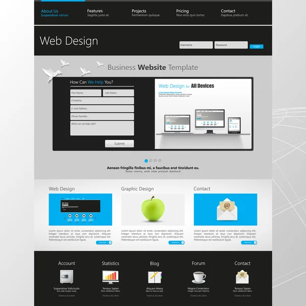 Design modello sito web — Vettoriale Stock